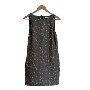 Kimchi Blue Dress Gray Bird Print Sleeveless Pockets Cut Out Back Mini Dress XS
